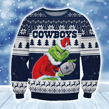 Cowboys Grinch Stolen Christmas Ugly Sweater, Christmas Sweater Dallas Cowboys Moonbestprint