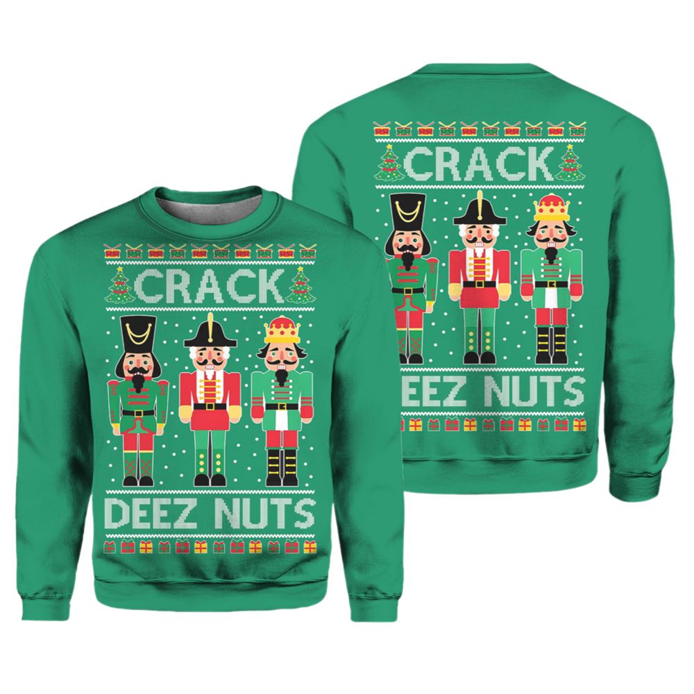 Crack Deez Nuts Ugly Christmas Sweater - Moonbestprint