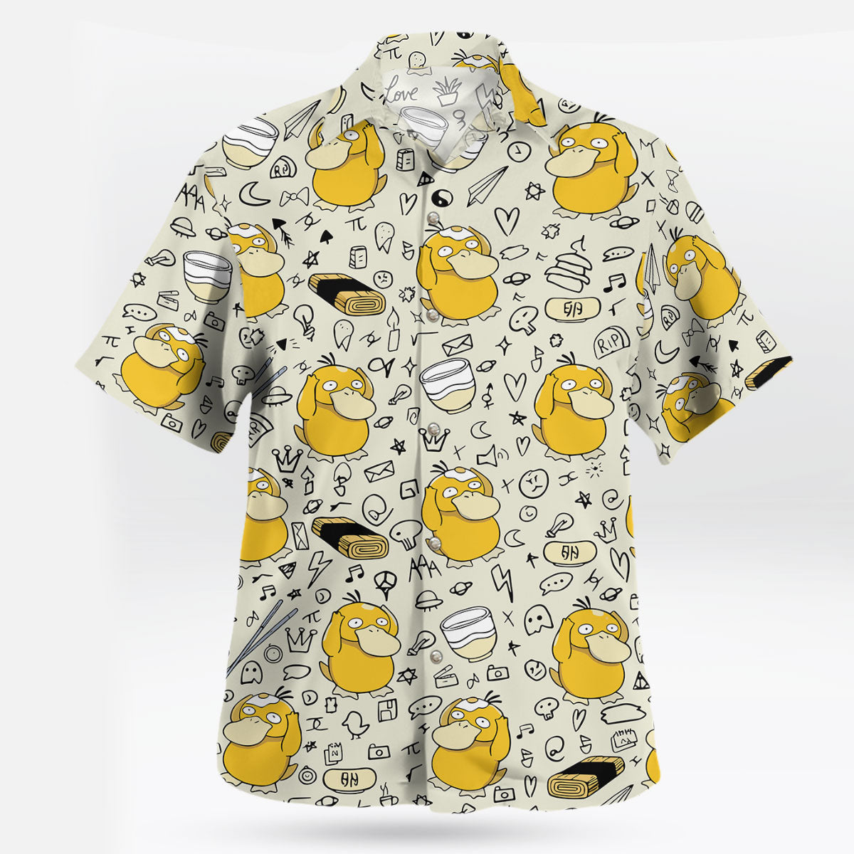 Cream Psyduck Doodle Pattern Pokémon Hawaiian Shirt – Moonbestprint