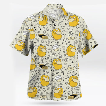 Cream Psyduck Doodle Pattern Pokémon Hawaiian Shirt – Moonbestprint