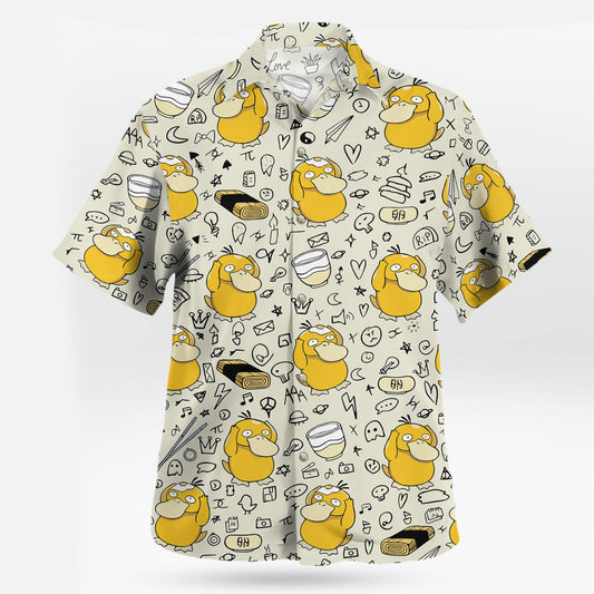 Cream Psyduck Doodle Pattern Pokémon Hawaiian Shirt – Moonbestprint
