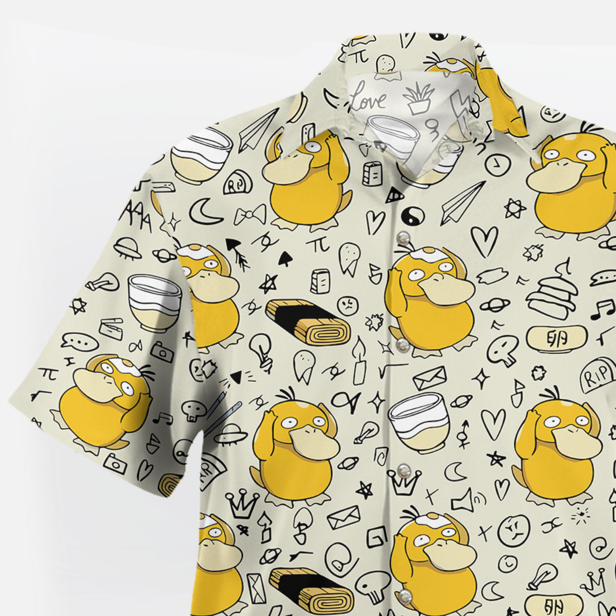 Cream Psyduck Doodle Pattern Pokémon Hawaiian Shirt – Moonbestprint