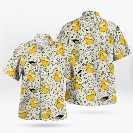 Cream Psyduck Doodle Pattern Pokémon Hawaiian Shirt – Moonbestprint