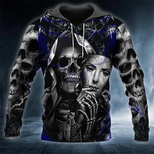 Creepy Grim Reaper With Mask Skull 3D Hoodie Moonbestprint