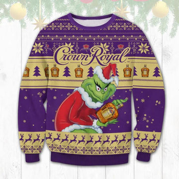 Crown Royal Grinch Stolen Ugly Sweater, Grinch Holiday Sweater Moonbestprint