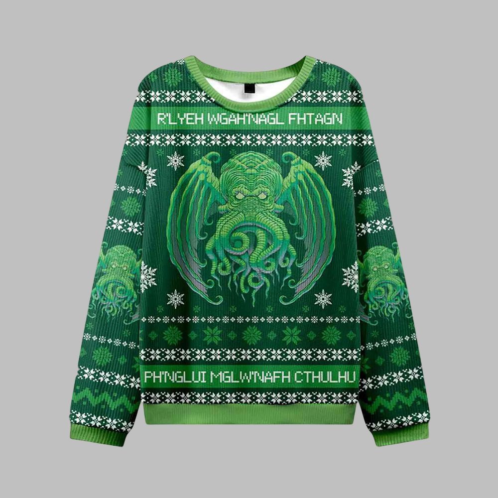 Cultists R'lyeh Wgah'Bagl Fhtagn Ph'nglui Mgw'nafh Cthulhu Ugly Sweater 2026 Christmas - Moonbestprint