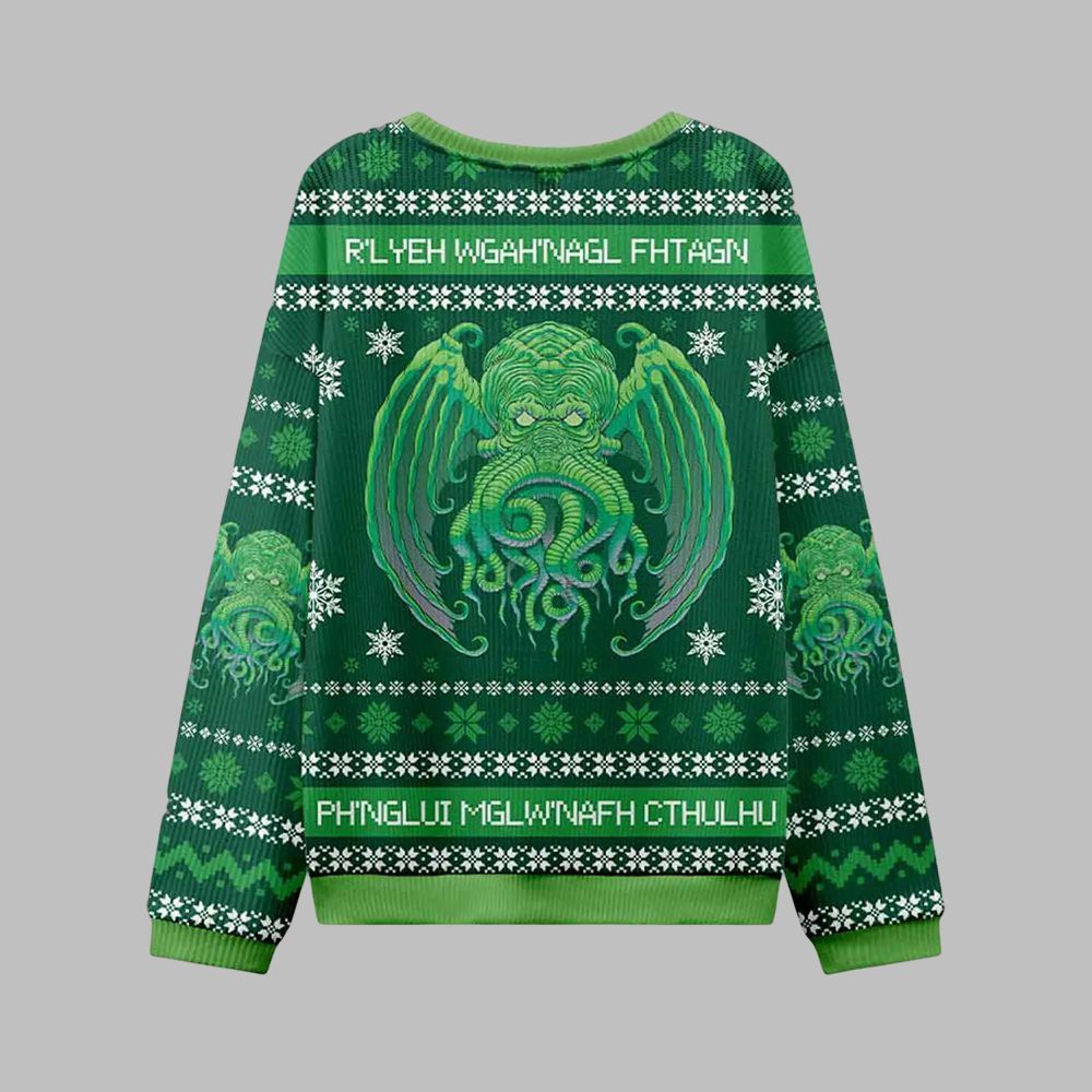 Cultists R'lyeh Wgah'Bagl Fhtagn Ph'nglui Mgw'nafh Cthulhu Ugly Sweater 2026 Christmas - Moonbestprint