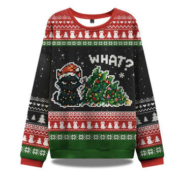 Curious Cat Ugly Christmas Sweater – Moonbestprint