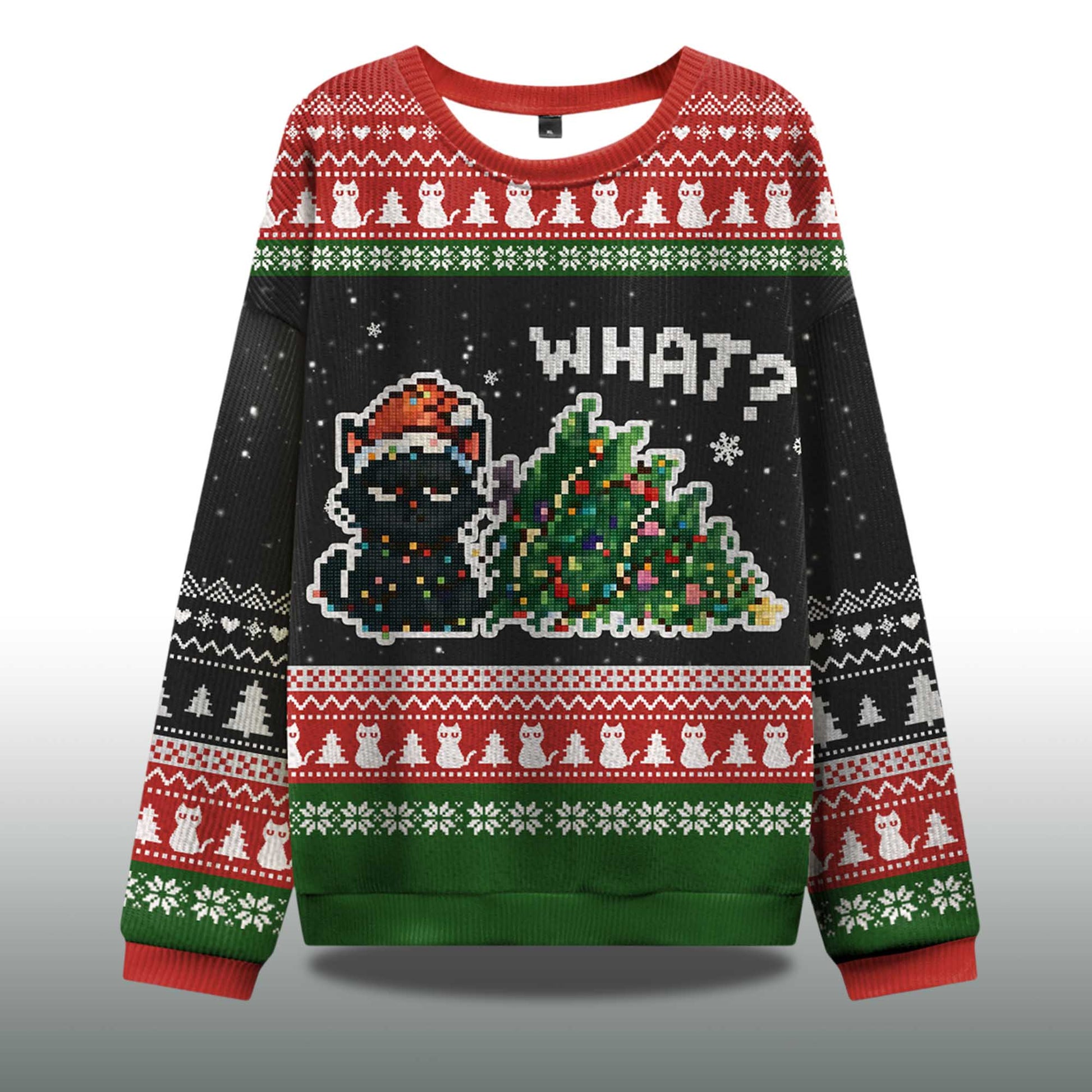 2026 Curious Cat Christmas Ugly Sweater Moonbestprint