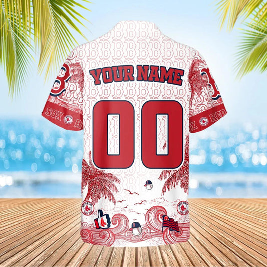 Custom Boston Red Sox Hawaiian Shirt, Red Sox Aloha Shirt, MLB Hawaiian Shirt Moonbestprint