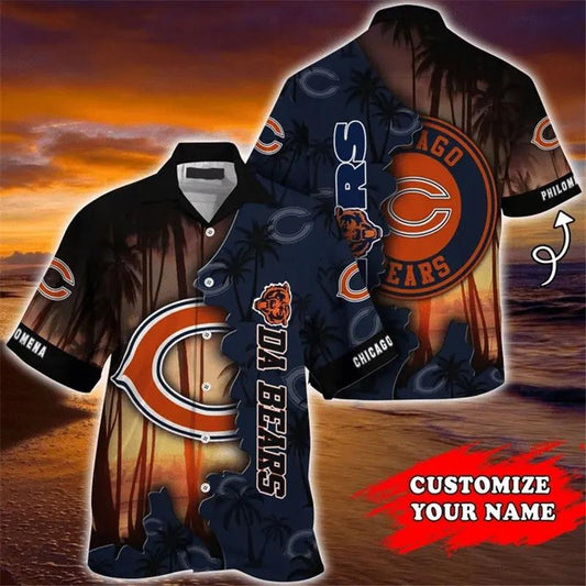 Custom Chicago Bears NFL Tropical Island Hawaiian Shirt, NFL Hawaiian Shirt Moonbestprint