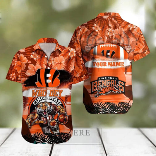 Custom Cincinnati Bengals NFL Summer Gift Hawaiian Shirt, NFL Hawaiian Shirt Moonbestprint