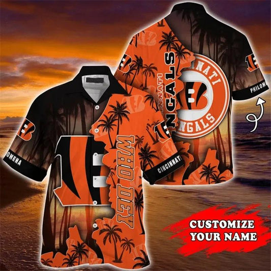 Custom Cincinnati Bengals NFL Tropical Island Hawaiian Shirt, NFL Hawaiian Shirt Moonbestprint