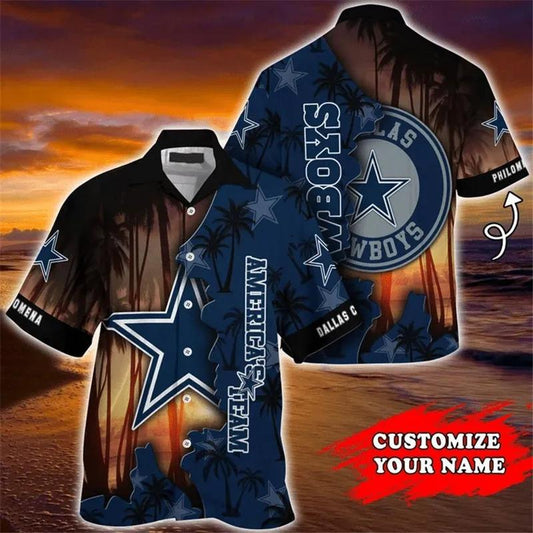 Custom Dallas Cowboys NFL Sunset Hawaiian Shirt, NFL Hawaiian Shirt Moonbestprint
