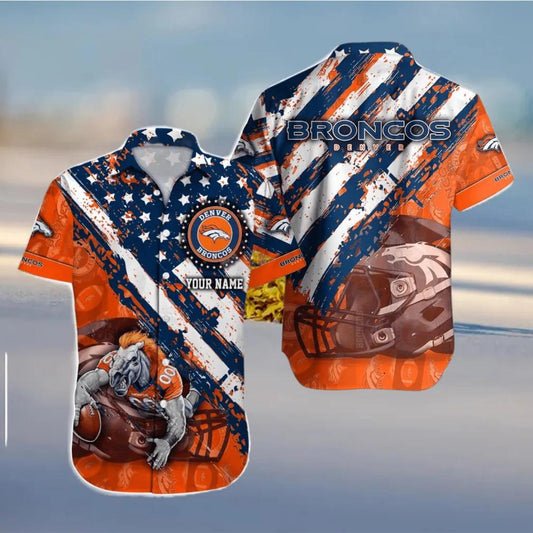 Custom Denver Broncos NFL Mascot Summer Pattern Hawaiian Shirt, NFL Hawaiian Shirt Moonbestprint