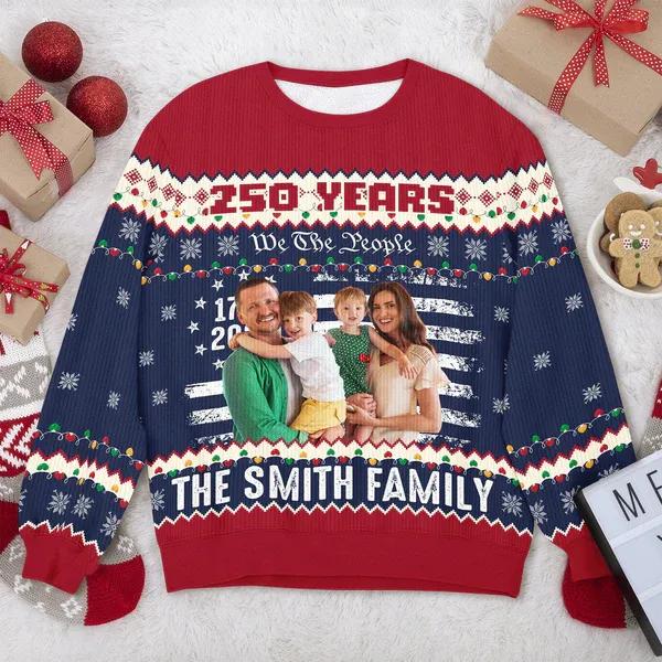 Custom Family Photo 250 Years USA 250th Birthday 1776 - 2026 Ugly Sweater, 250th Anniversary Shirt, 250th Anniversary Gift Moonbestprint