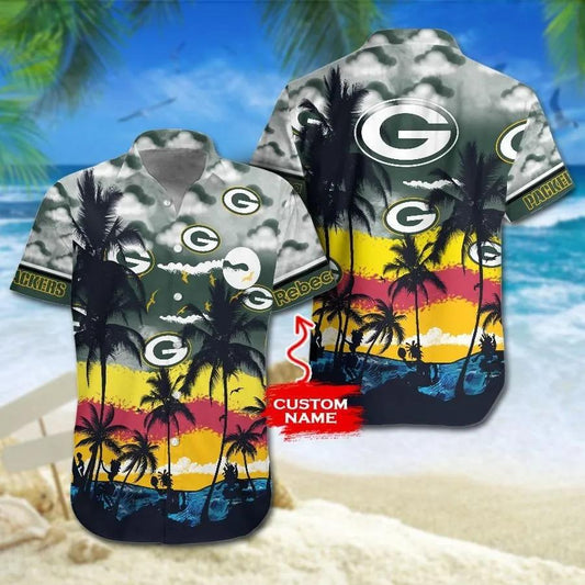 Custom Green Bay Packers Colorful Hawaiian Shirt, NFL Hawaiian Shirt Moonbestprint