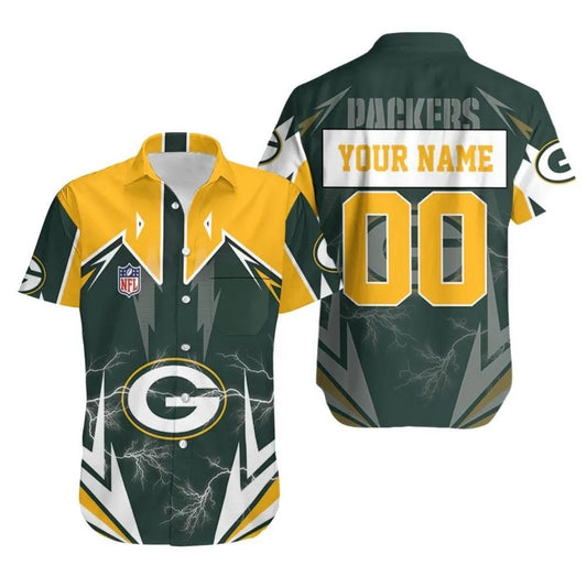 Custom Green Bay Packers Lightning Hawaiian Shirt, NFL Hawaiian Shirt Moonbestprint