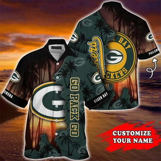 Custom Green Bay Packers NFL Aloha Hawaiian Shirt, NFL Hawaiian Shirt Moonbestprint