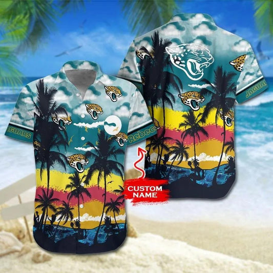 Custom Jacksonville Jaguars Colorful Hawaiian Shirt, NFL Hawaiian Shirt Moonbestprint