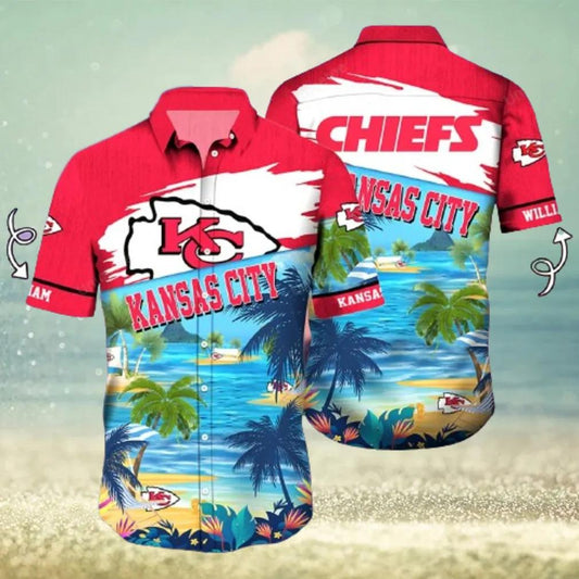 Custom Kansas City Chiefs Sports Team Hawaiian Shirt, NFL Hawaiian Shirt Moonbestprint