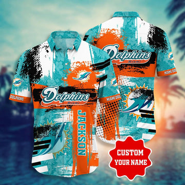 Custom Miami Dolphins NFL Style Hot Hawaiian Shirt, NFL Hawaiian Shirt Moonbestprint