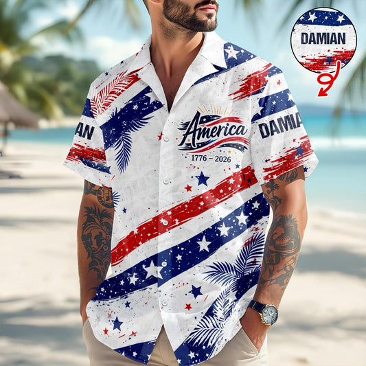 Custom Name 250 Years Semiquincentennial 1776-2026 Hawaii Shirt, 250th Anniversary Gift Moonbestprint