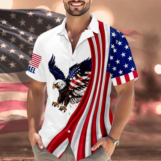 Custom Name American Pride Patriotic 250th Anniversary Eagle Hawaii Shirt, 250th Anniversary Gift Moonbestprint