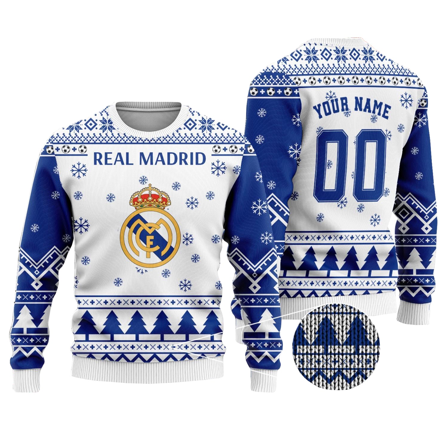 Custom Name And Number Real Madrid Ugly Christmas Sweater 2025 – Moonbestprint