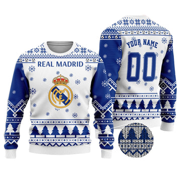 Custom Name And Number Real Madrid Ugly Christmas Sweater 2025 – Moonbestprint