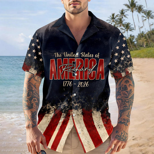 Custom Name God Bless America Eagle 1776–2026 Patriotic Hawaii Shirt, 250th Anniversary Gift Moonbestprint