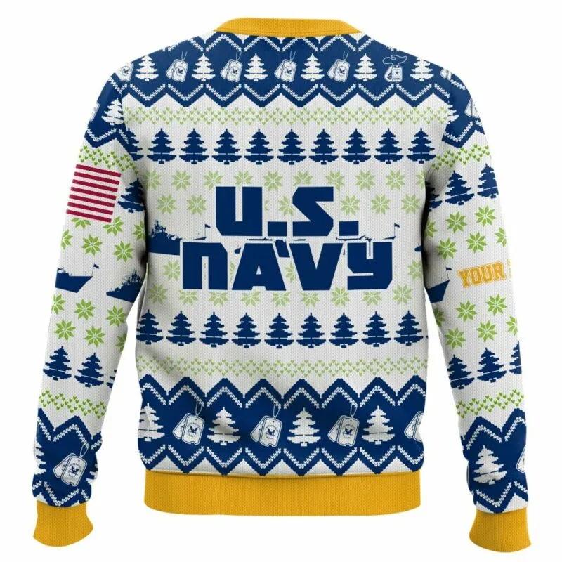 Custom Name Grinch x US Navy Ugly Sweater, Grinch Holiday Sweater Moonbestprint