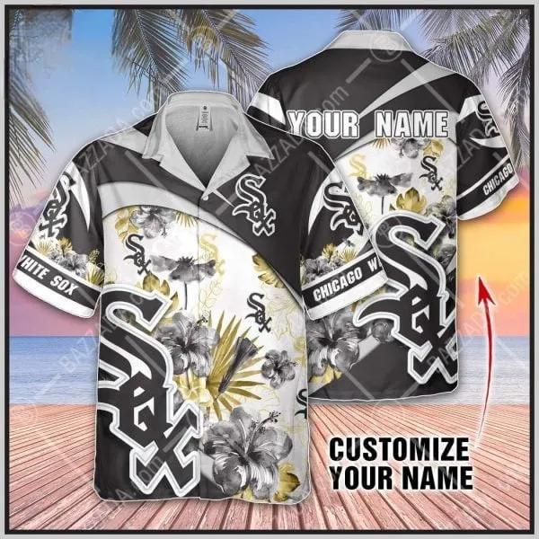 Custom Name MLB Chicago White Sox Black And White 3D Hawaiian Shirt, MLB Hawaiian Shirt Moonbestprint