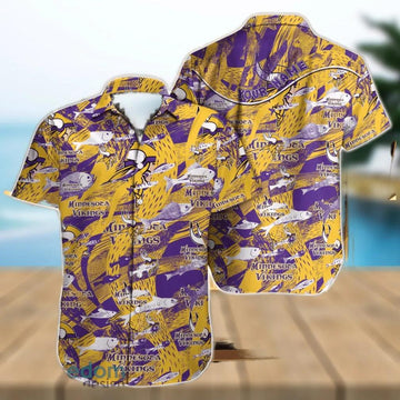 Custom Name Minnesota Vikings Vintage Flowers Pattern Hawaiian Shirt, NFL Hawaiian Shirt Moonbestprint