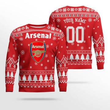 Custom Name & Number Arsenal Football Club Ugly Christmas Sweater 2025 – Moonbestprint