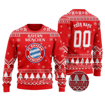 Custom Name & Number Bayern Munich Ugly Christmas Sweater 2025 – Moonbestprint