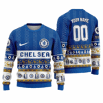 Custom Name & Number Chelsea Football Culb Ugly Christmas Sweater 2025 – Moonbestprint