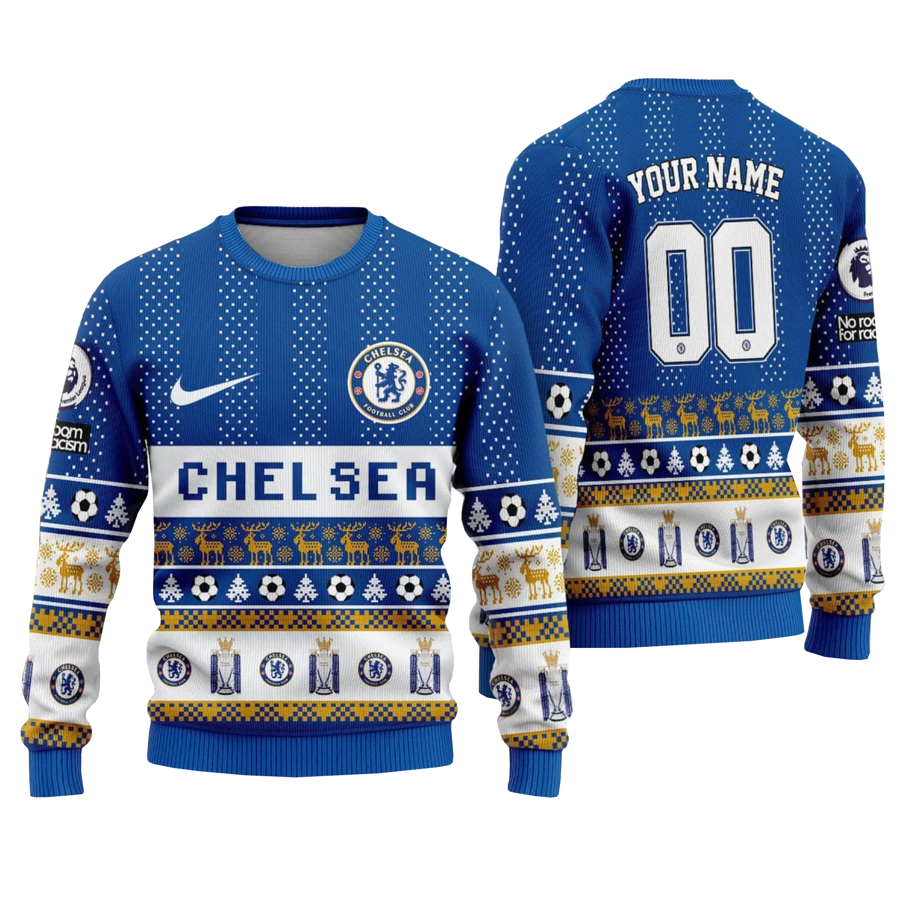 Custom Name & Number Chelsea Football Culb Ugly Christmas Sweater 2025 – Moonbestprint