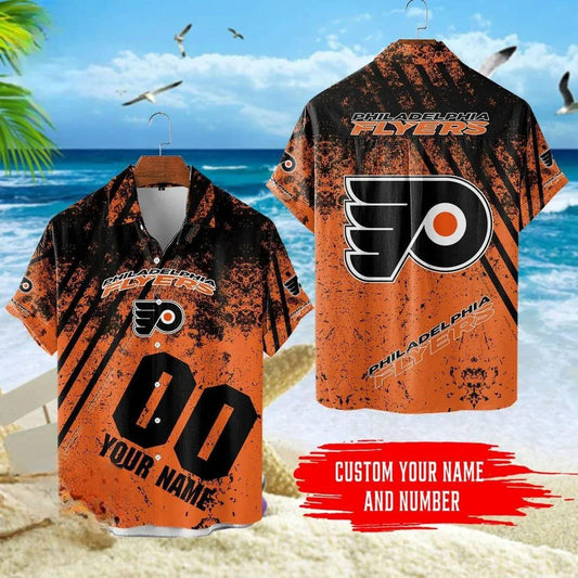 Custom Name Number Philadelphia Flyers NHL Hawaiian Shirt, NHL Hawaiian Shirt Moonbestprint