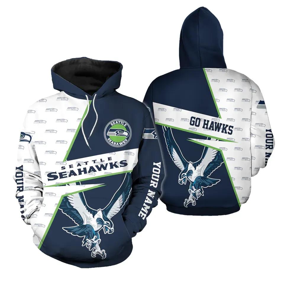 Custom Name Seattle Seahawks 3D Hoodie, NFL Hoodie Moonbestprint