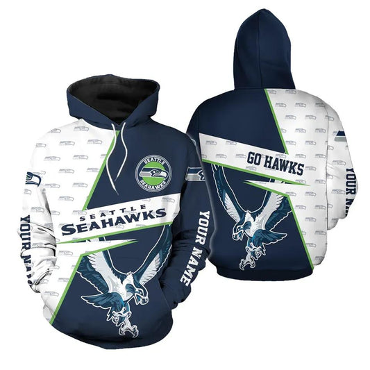 Custom Name Seattle Seahawks 3D Hoodie, NFL Hoodie Moonbestprint