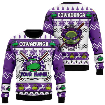 Custom Name Teenage Mutant Ninja Turtles Donatello Does Machines Ugly Christmas Sweater 2025 Purple – Moonbestprint