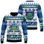 Custom Name Teenage Mutant Ninja Turtles Leonardo Leads Ugly Christmas Sweater 2025 Blue – Moonbestprint
