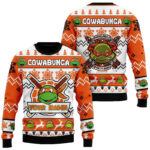 Custom Name Teenage Mutant Ninja Turtles Michelangelo Party Dude Ugly Christmas Sweater 2025 Orange – Moonbestprint