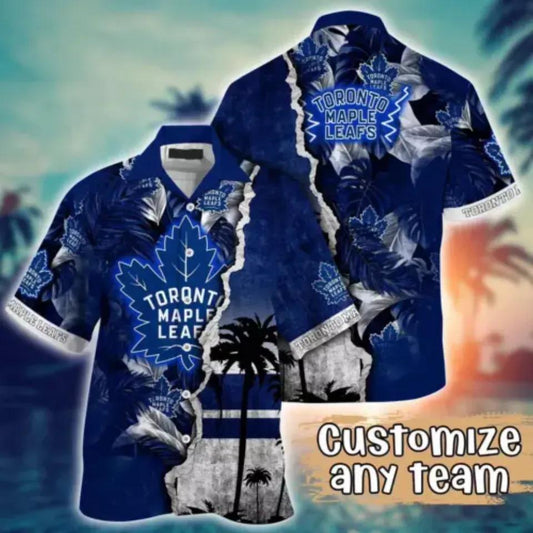 Custom Name Toronto Maple Leafs Palm Tree Hawaiian Shirt, NHL Hawaiian Shirt Moonbestprint