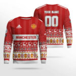 Custom Name and Number Manchester United Ugly Christmas Sweater 2025 – Moonbestprint