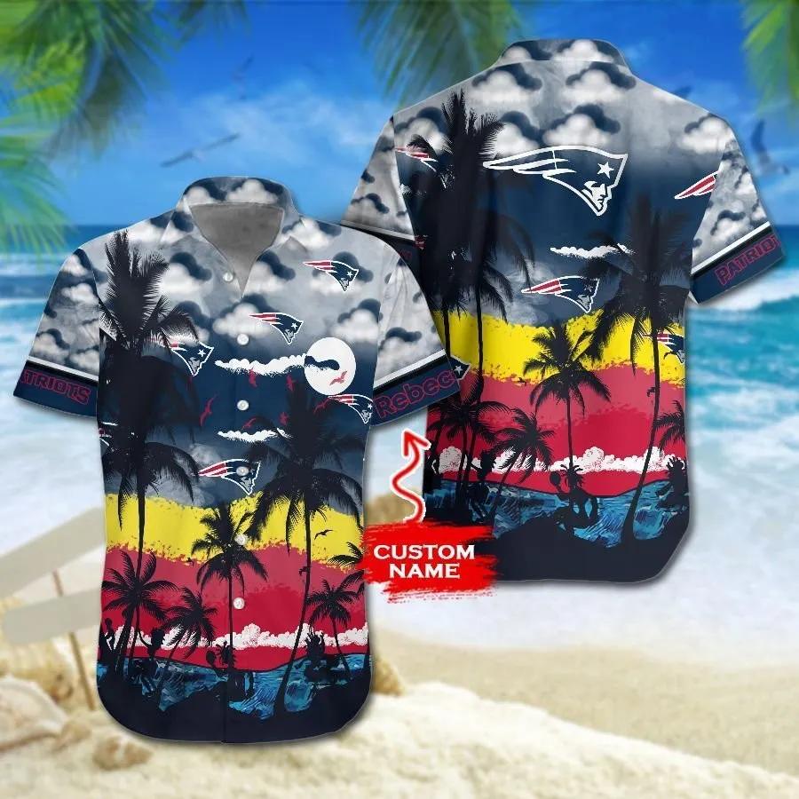Custom New England Patriots Logo Football Art Hawaiian Shirt, NFL Hawaiian Shirt Moonbestprint