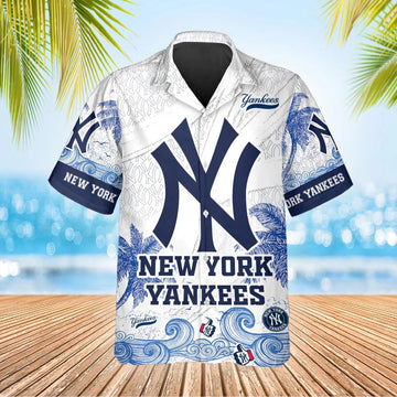 Custom New York Yankees Hawaiian Shirt, NY Yankees Hawaiian Shirt, MLB Hawaiian Shirt Moonbestprint