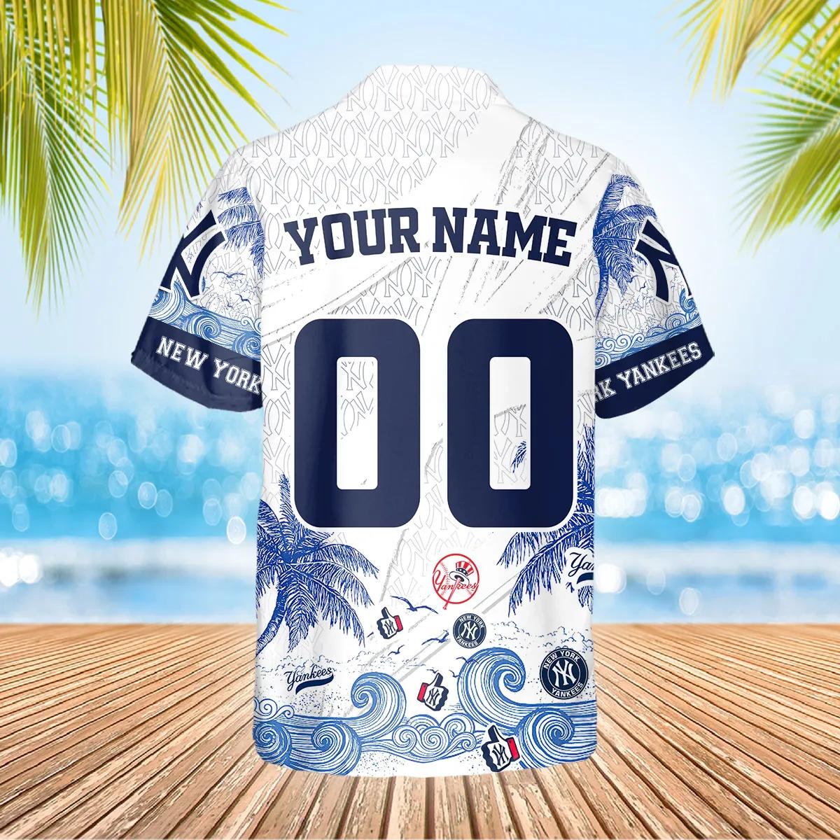 Custom New York Yankees Hawaiian Shirt, NY Yankees Hawaiian Shirt, MLB Hawaiian Shirt Moonbestprint