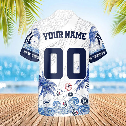 Custom New York Yankees Hawaiian Shirt, NY Yankees Hawaiian Shirt, MLB Hawaiian Shirt Moonbestprint